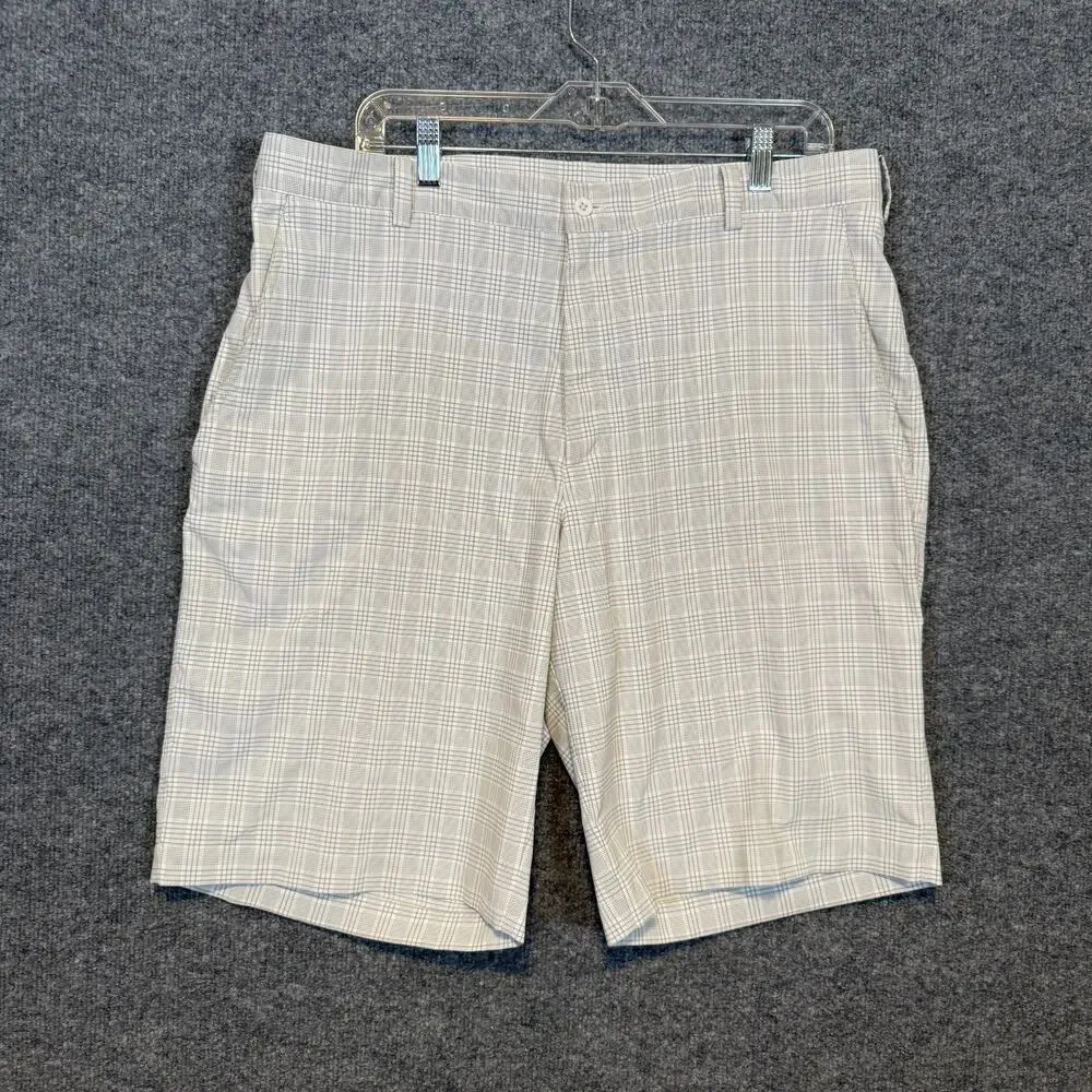 Nike Shorts Mens 38‎ Gray Plaid Golf Shorts Dri Fit Performance Stretch Chino